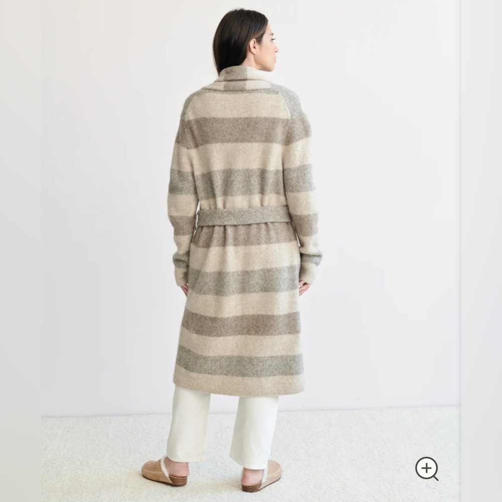 Jenni Kayne Belted Sweater Coat in Oatmeal Stripe, Size Small - Picture 4 of 8